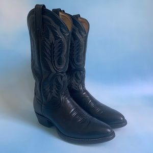Tony Lama Black Leather Cowboy Boots